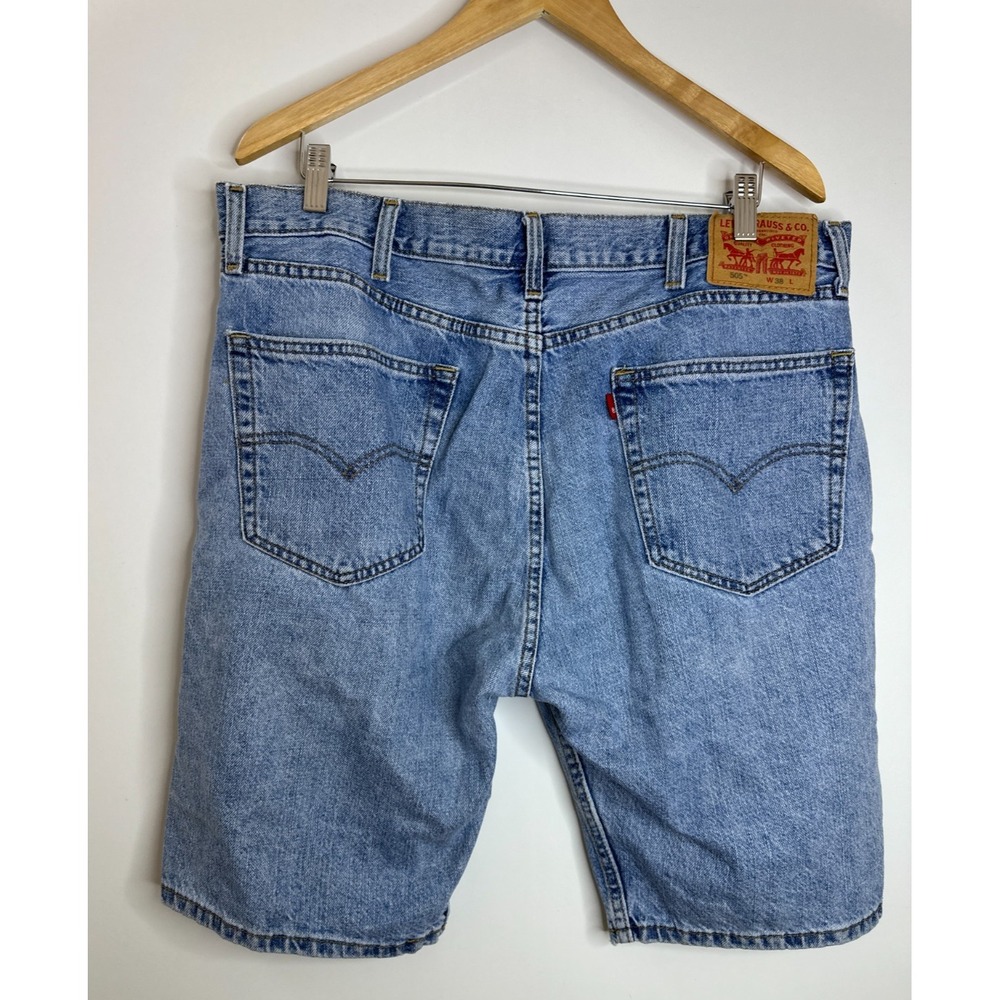 Levis 505 Regular Fit Denim Jorts Mens 38 Light Wash Blue Cotton Jean Shorts - Picture 7 of 13